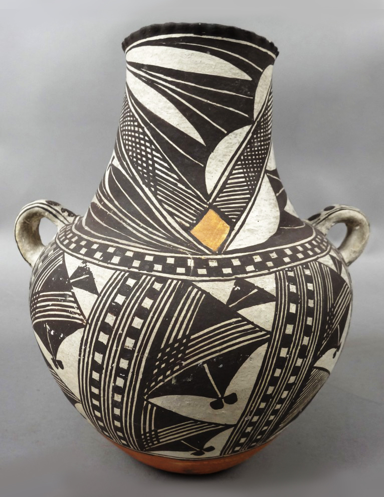 Vintage Red Clay Black & White Glazed American Indian Vase