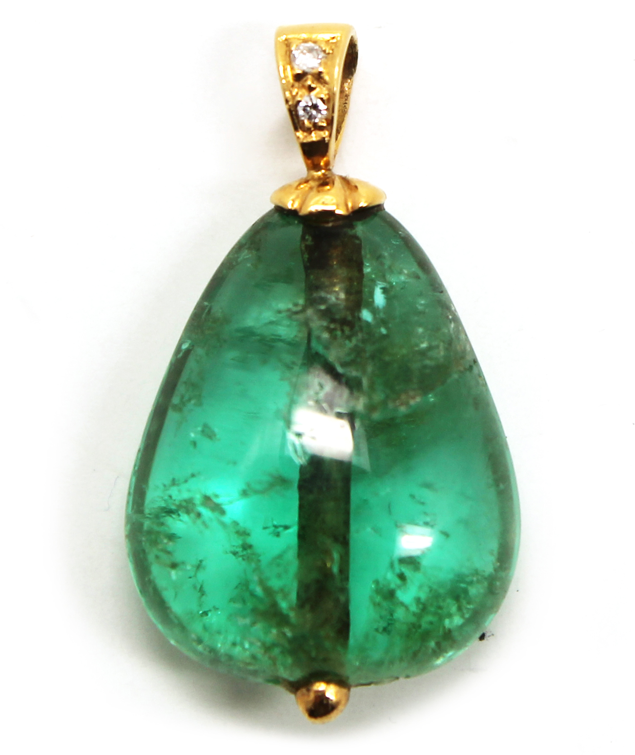 Antique Emerald Gold and Diamond Pendant