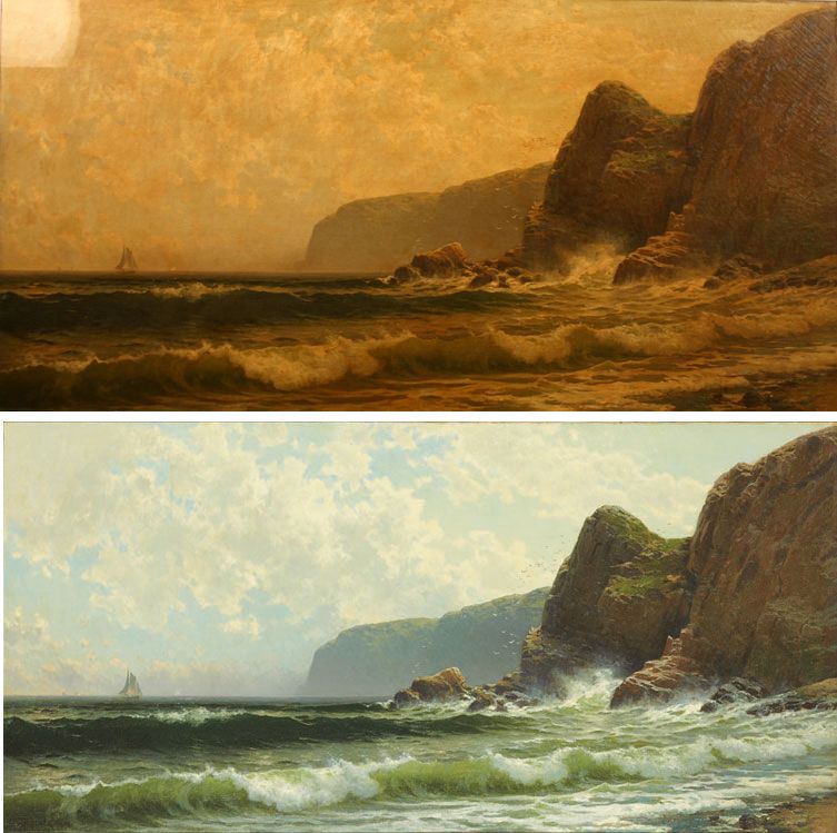 Alfred Thompson Bricher Before & After Painting Restoration