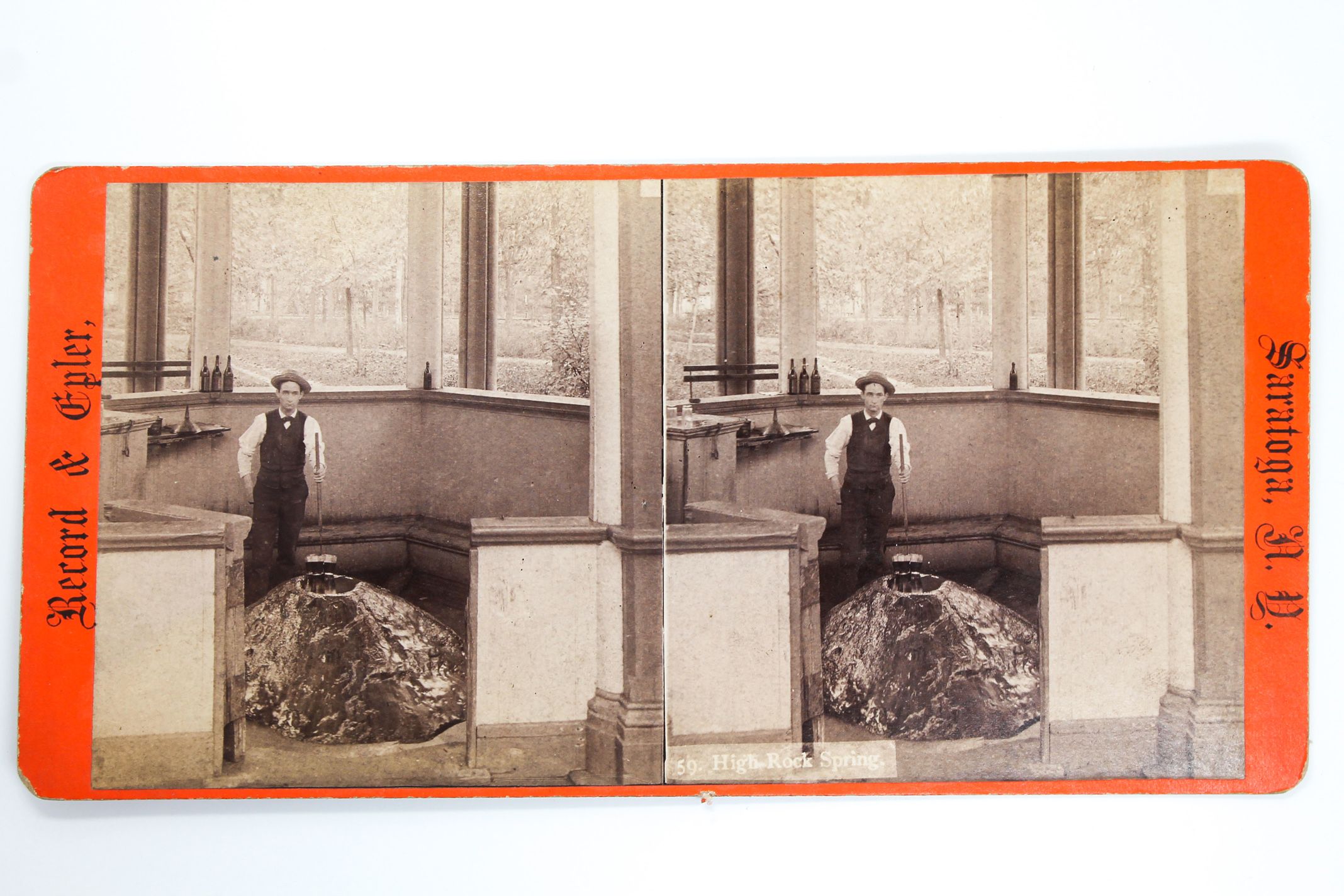 Stereoview of the High Rock Spring in Saratoga Springs
