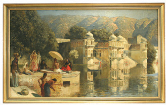 Oil Painting by Edwin Lord Weeks "Lake at Oodeypore", India: exciting finds include rare artwork & estate jewelry