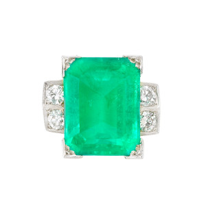 20ct natural emerald 18k white gold ladies ring