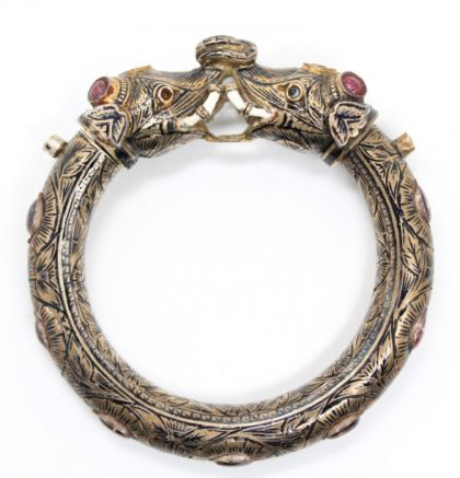 Mughal Elephant Metal and Stone Bracelet