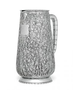 Chinese Export Silver Pitcher with Bamboo Design, Mark of Hoaching