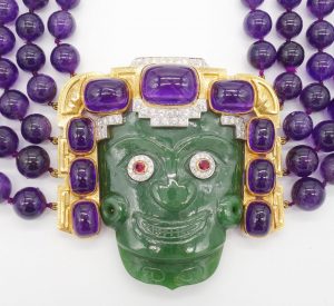 David Webb Ancient World Aztec Head Necklace