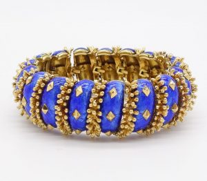 David Webb Blue Enamel Bracelet