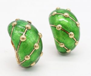 Green Enamel and 18K Earrings by Jean Schlumberger for Tiffany & Co.