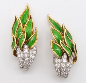 Enamel and Diamond Clip Earrings by Jean Schlumberger for Tiffany & Co.