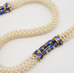 Multi Strand Pearl and Enamel Necklace by Jean Schlumberger for Tiffany & Co.