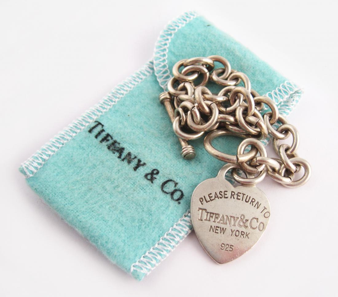 Estate Vintage Tiffany & Co. Sterling Silver Heart Chain Bracelet